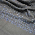 Load image into Gallery viewer, Pashmina Jaal Allover Dark Grey with White Embroidery
