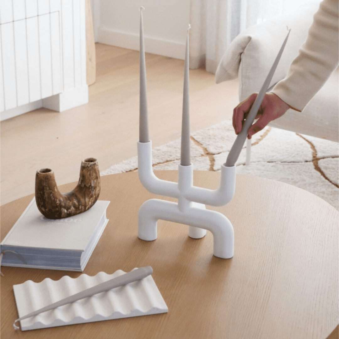 Taper candles 32cm 22 lnen grey Lacquer