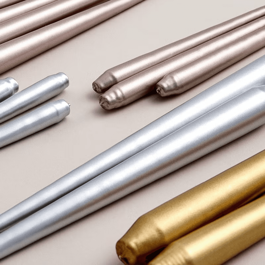 Taper candles 32cm 92 slver metallc