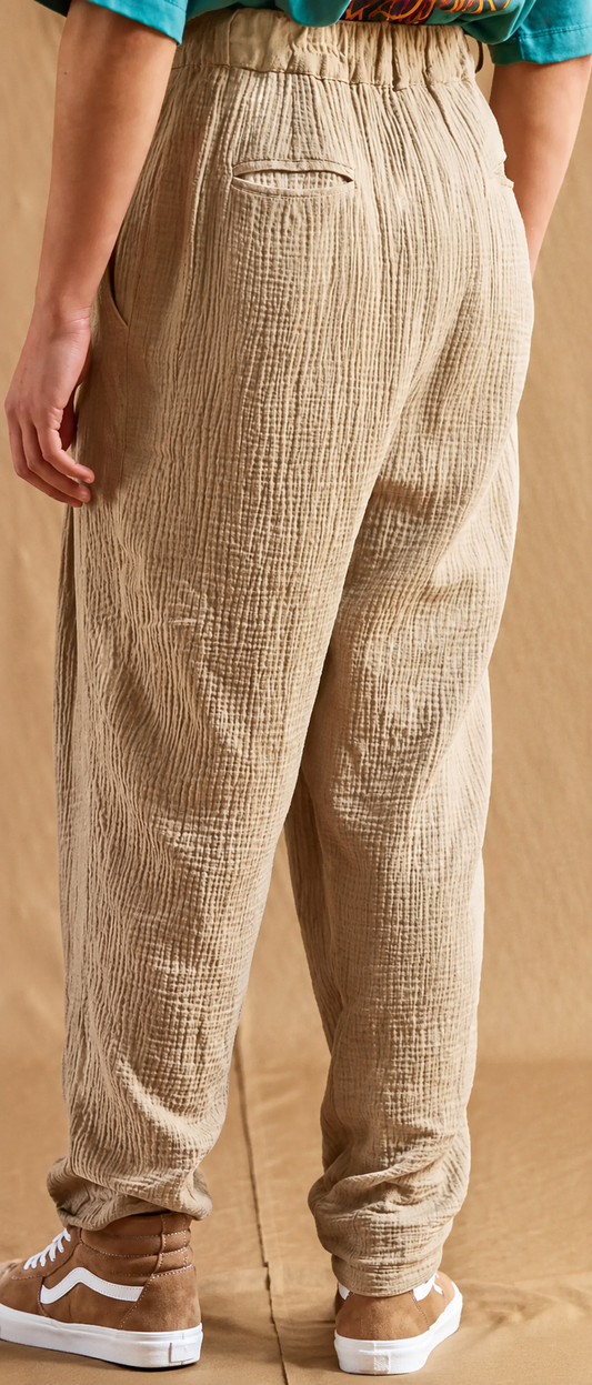 LIGHT COTTON PLEATED PANTS DANDELION GREIGE SM