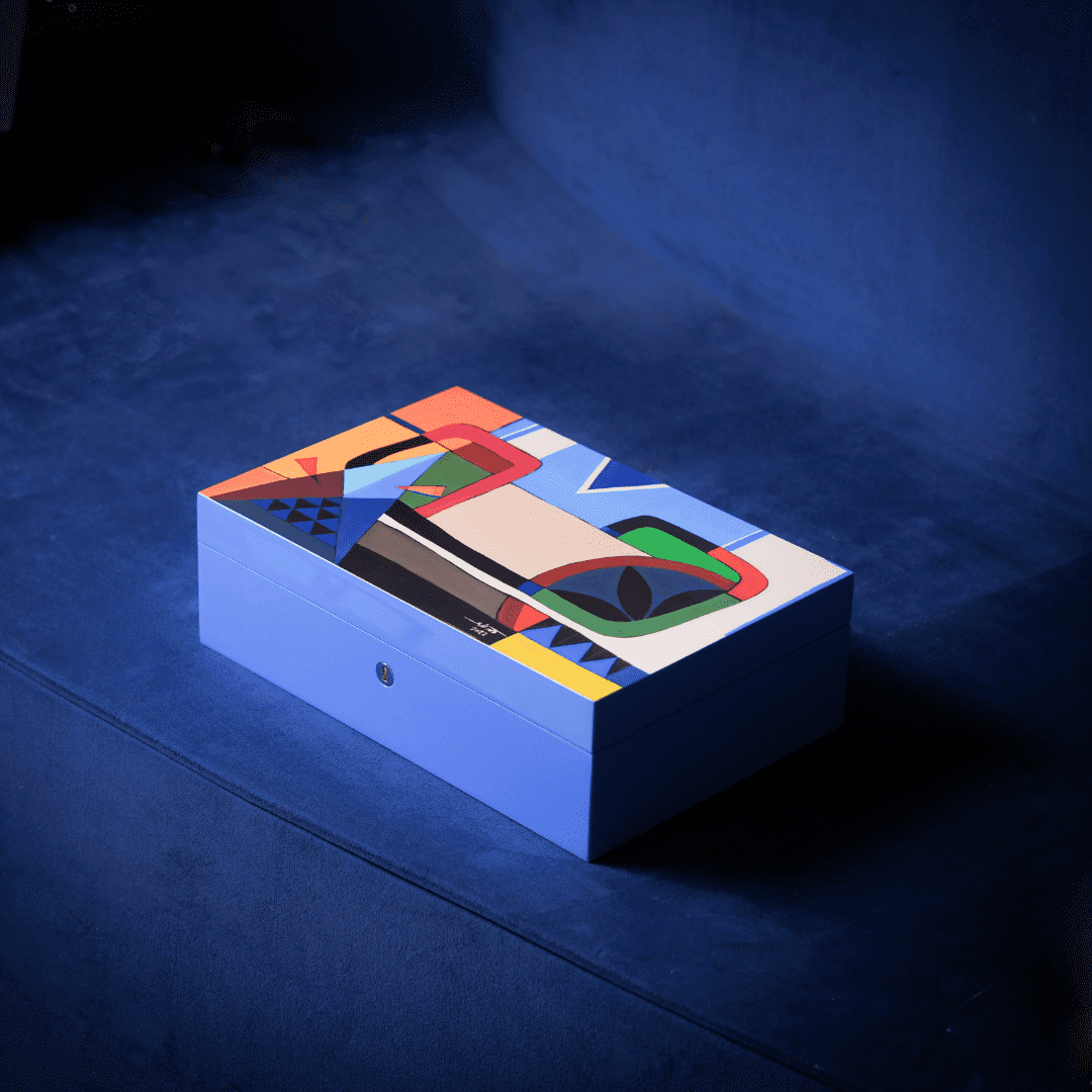 GENITILI Mohammed Farea Blue Art Box cm 35x23x11 Empty Dark Beige