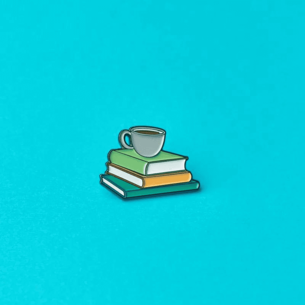 Green Goat books and coffee enamel pin