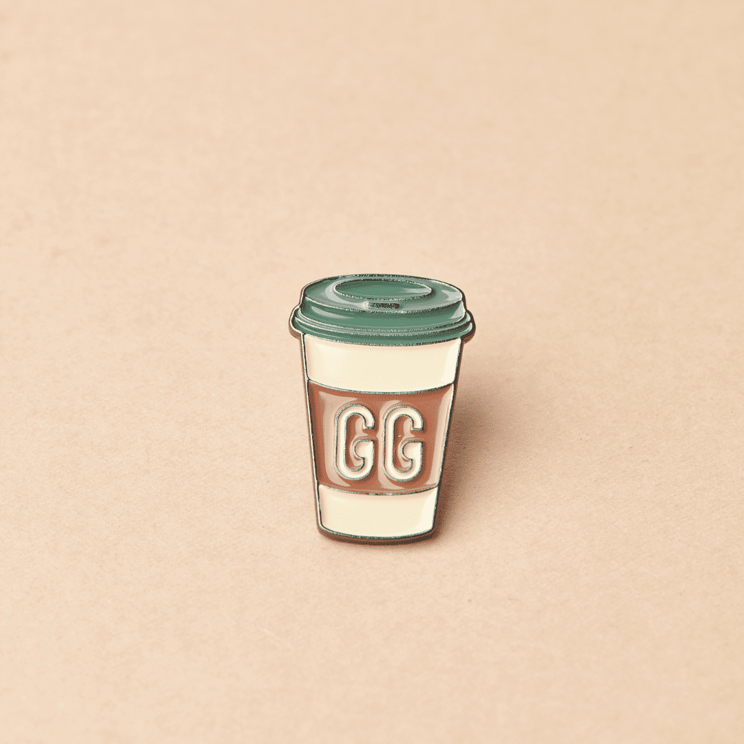 Green Goat americano cup enamel pin