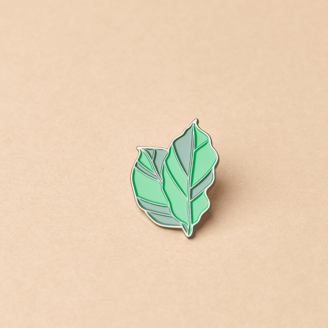 Green Goat Coffee leaf enamel pin