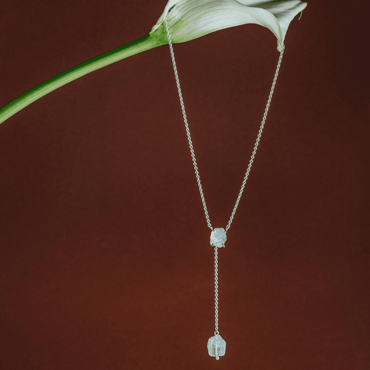 LINDEZA Sterling silver with 18K gold plating (1 micron) raw Moonstone necklace