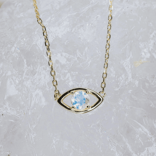LINDEZA Sterling silver and 14K gold plated moonstone necklace
