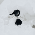 Load image into Gallery viewer, LINDEZA Black agate heart shaped ring made of sterling silver
