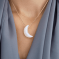 Load image into Gallery viewer, LINDEZA Moonstone moon shaped necklace made of sterling silver and 14K gold plating
