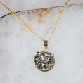 Load image into Gallery viewer, LINDEZA Pyrite necklace made of sterling silver and 14K gold plating
