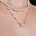 Load image into Gallery viewer, LINDEZA Sterling silver and 14K gold plated moonstone square shaped necklace
