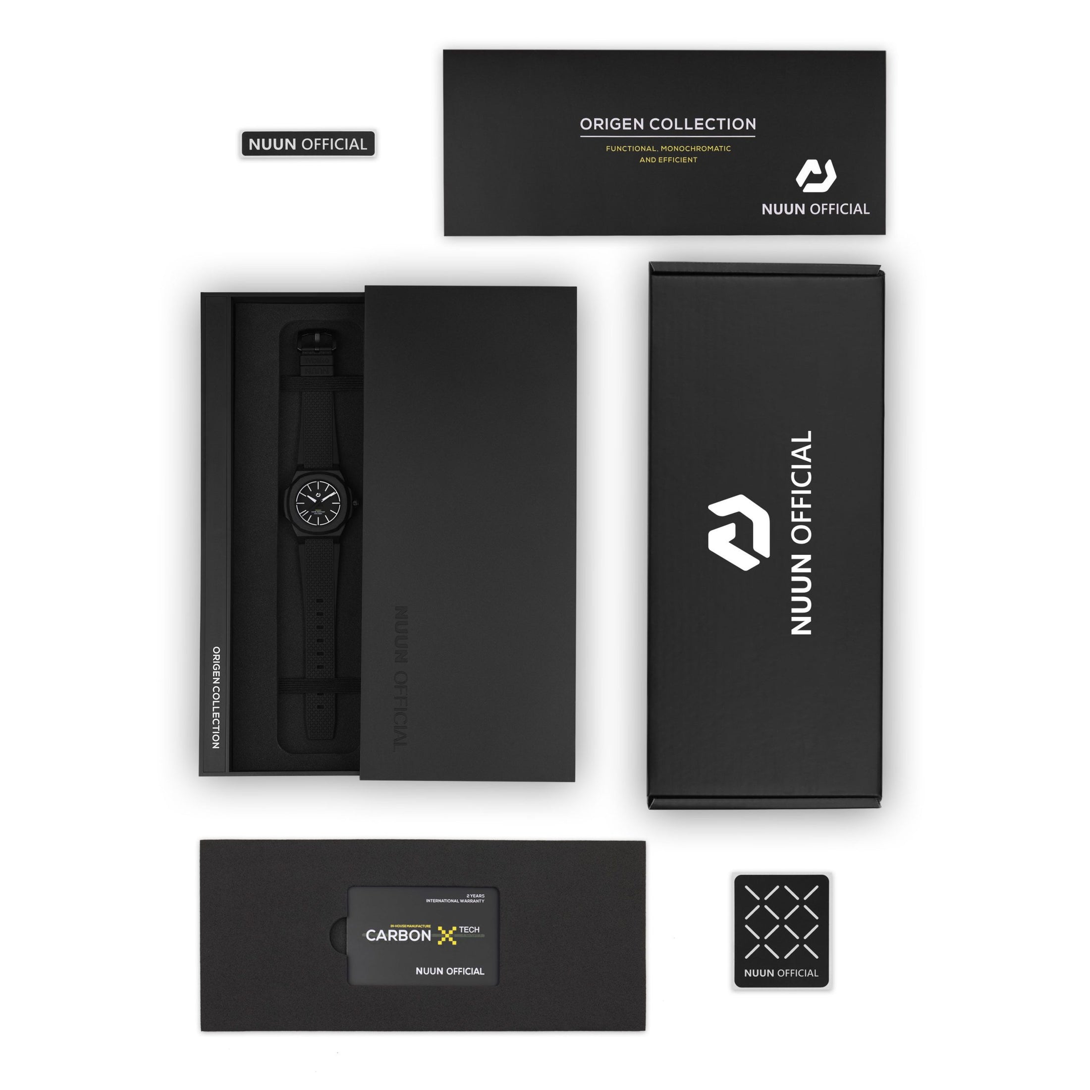 NUUN Origen Dawn-Carbon X 40.5mm Case- K1 Crystal with Anti-reflective Coat- Black Nanotech Anti-Dirt Res