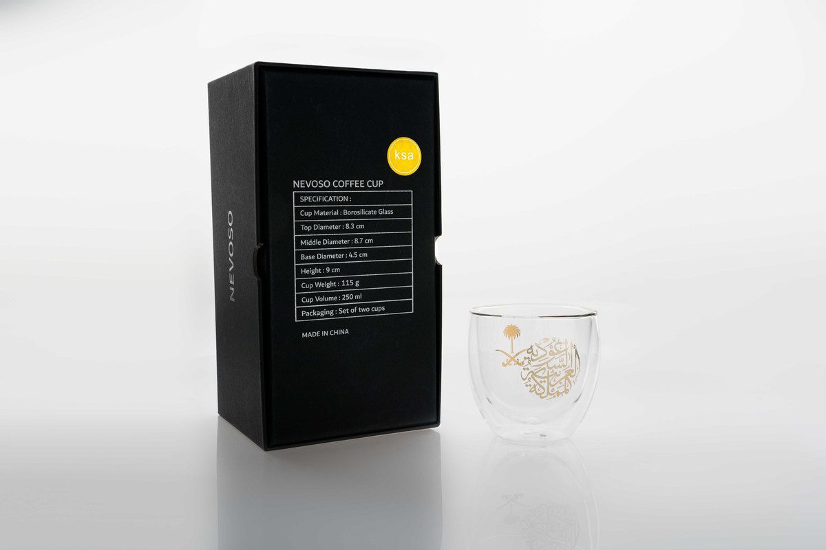 ROVATTI Double Glass Coffee Cup KSA Gold 250ml