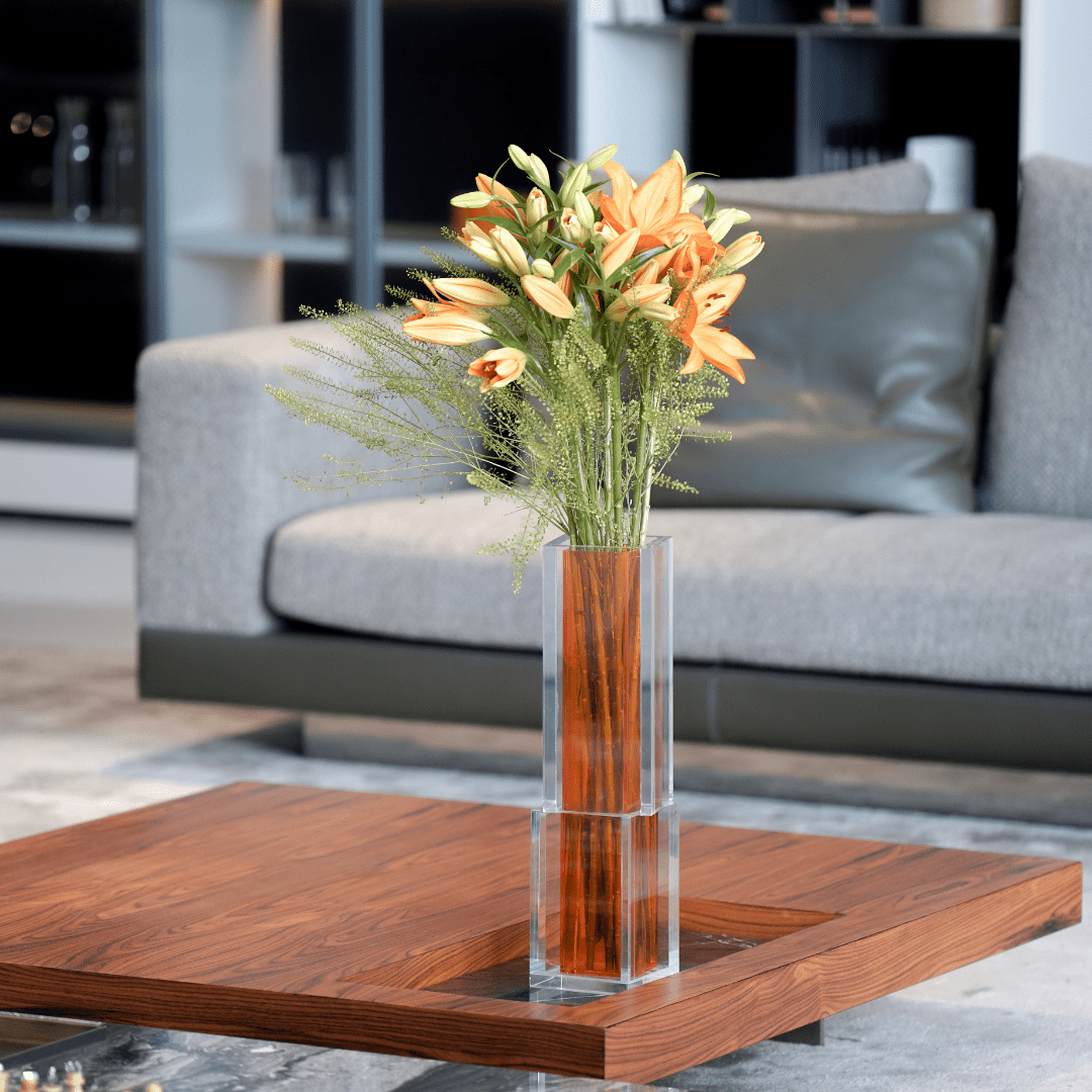 Resong vase-orange Acrylic