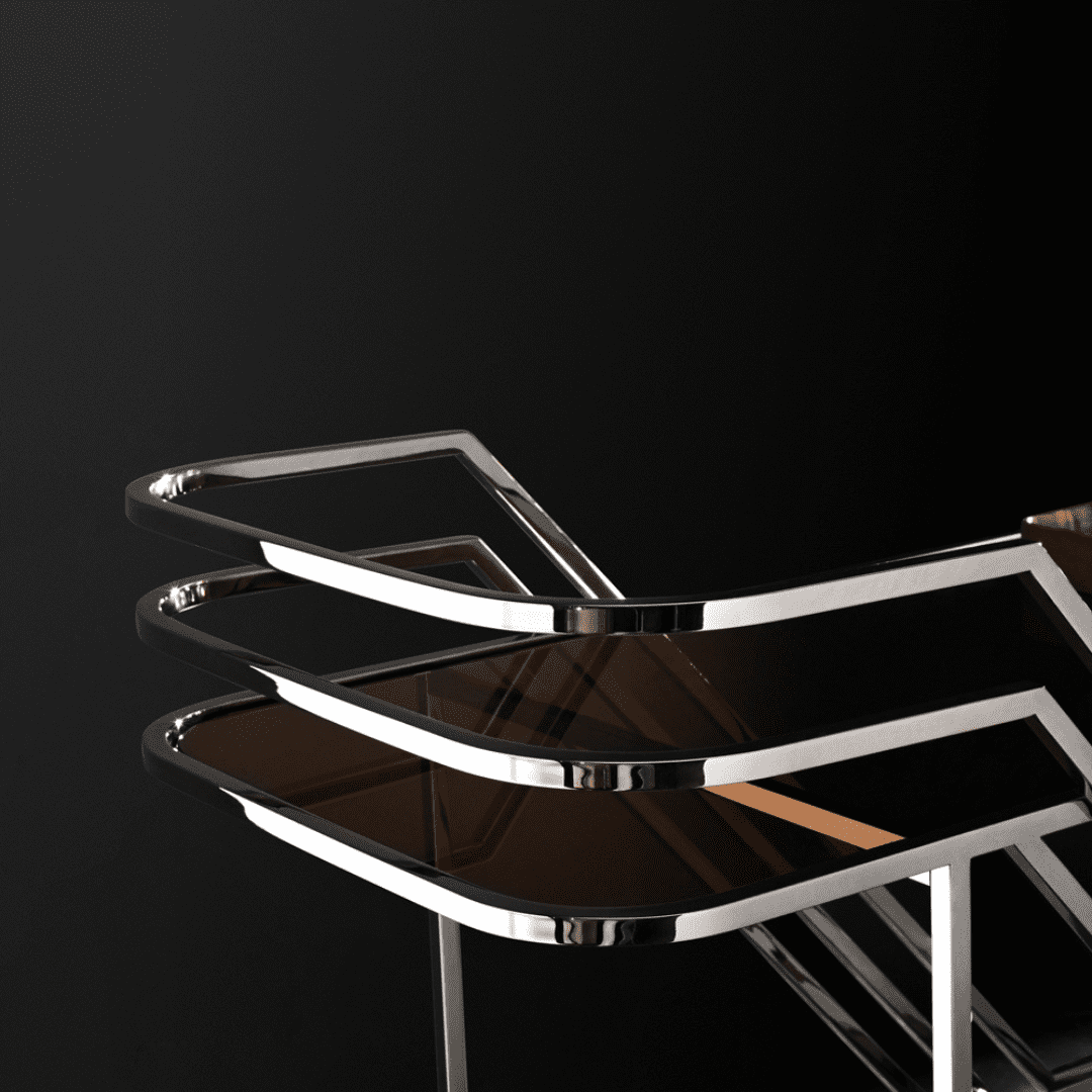 Resong Food serving Trolley-2polished finish stainless steel -
 Grey glass