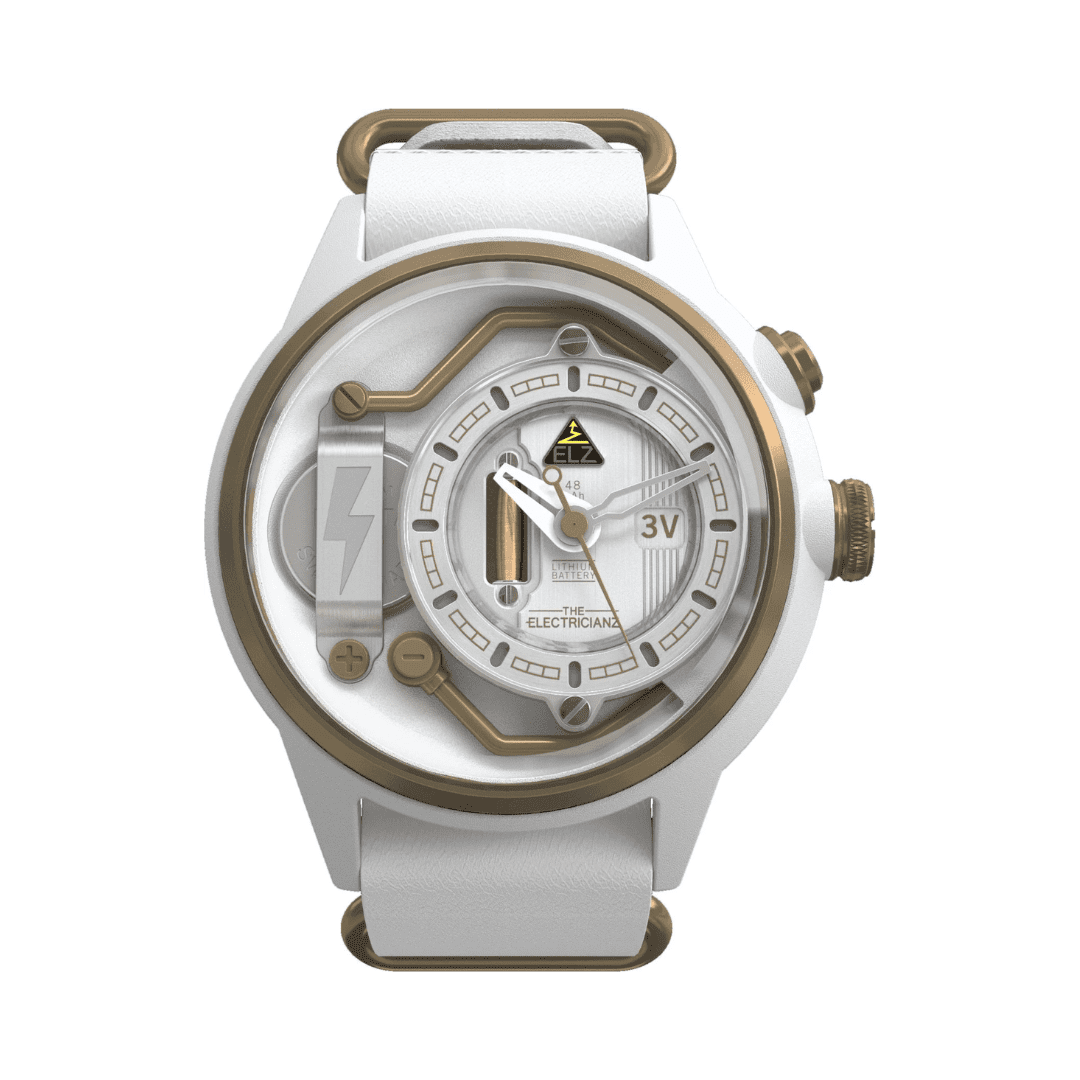 ELECTRICIANZ The S.now - White Leather Nato - 45 mm