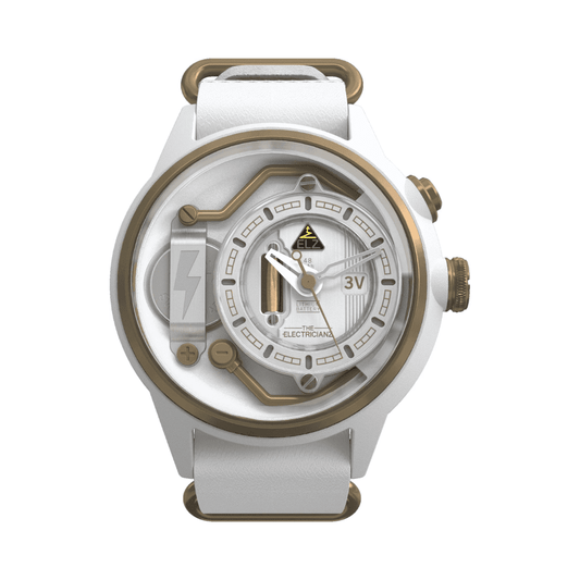ELECTRICIANZ The S.now - White Leather Nato - 45 mm