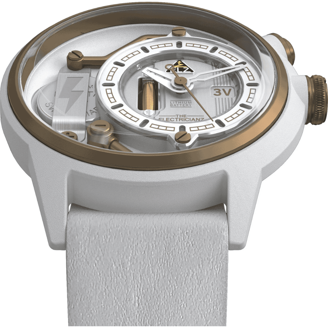 ELECTRICIANZ The S.now - White Leather Nato - 45 mm