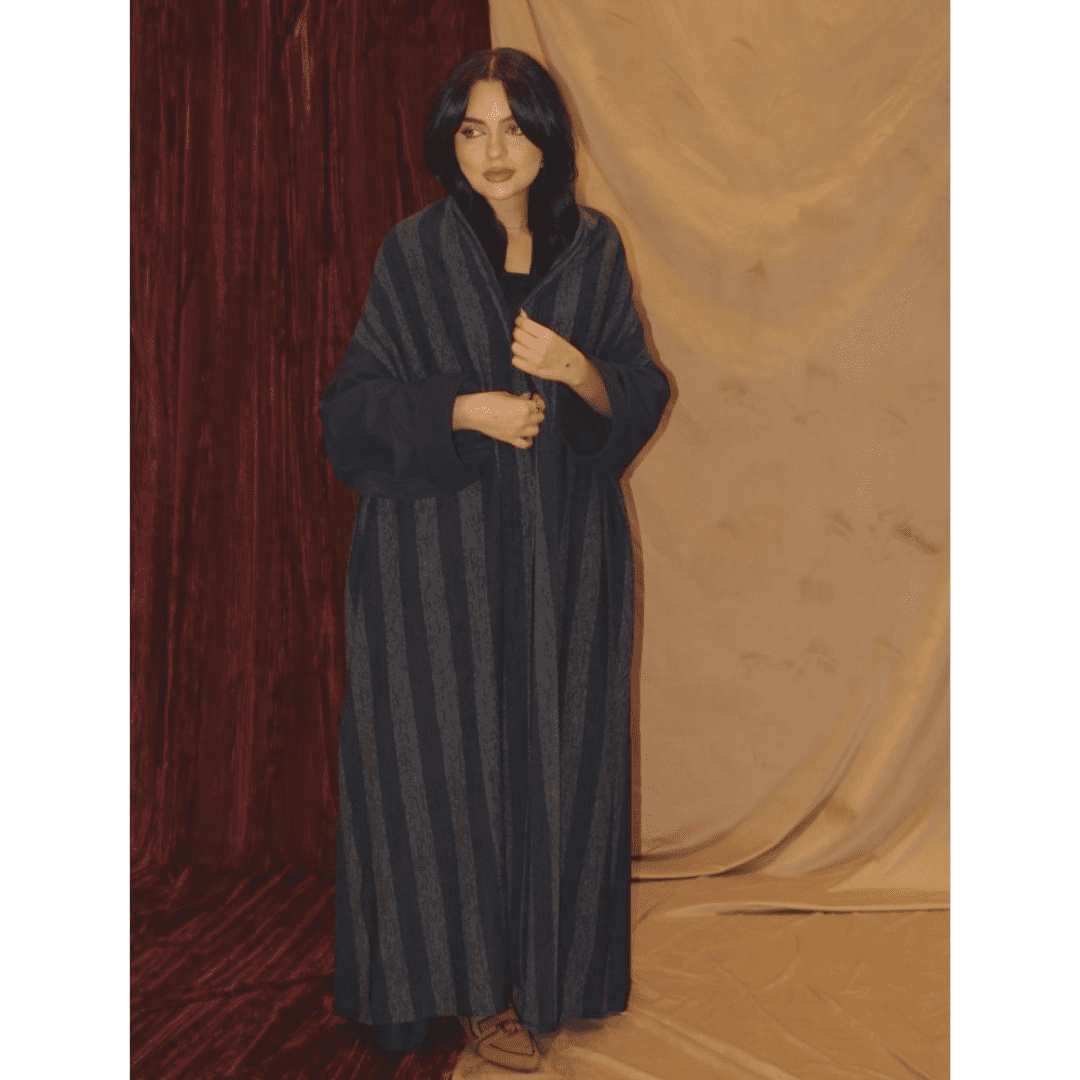 ALWAFRAH Navy Blue Winter Abaya