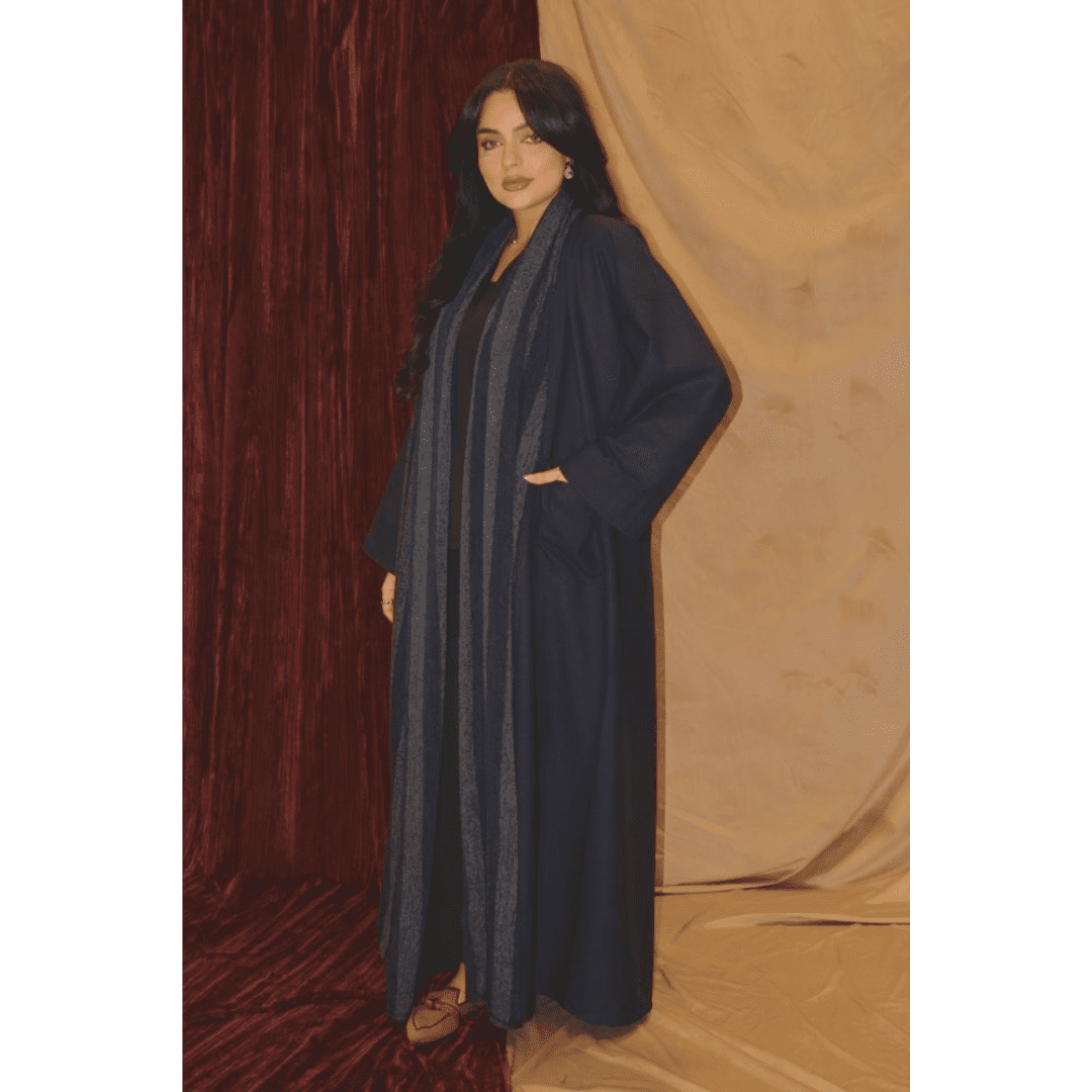 ALWAFRAH Navy Blue Winter Abaya