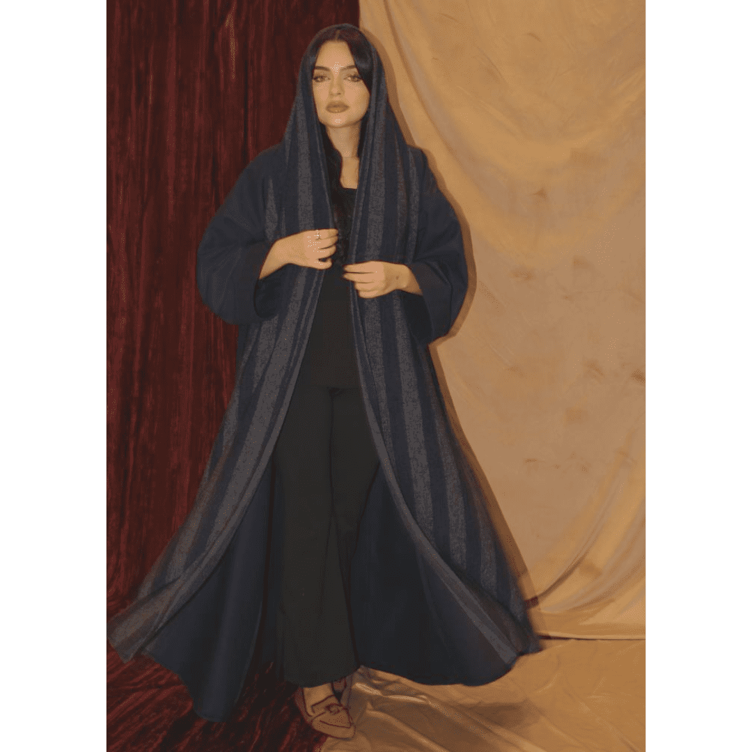 ALWAFRAH Navy Blue Winter Abaya